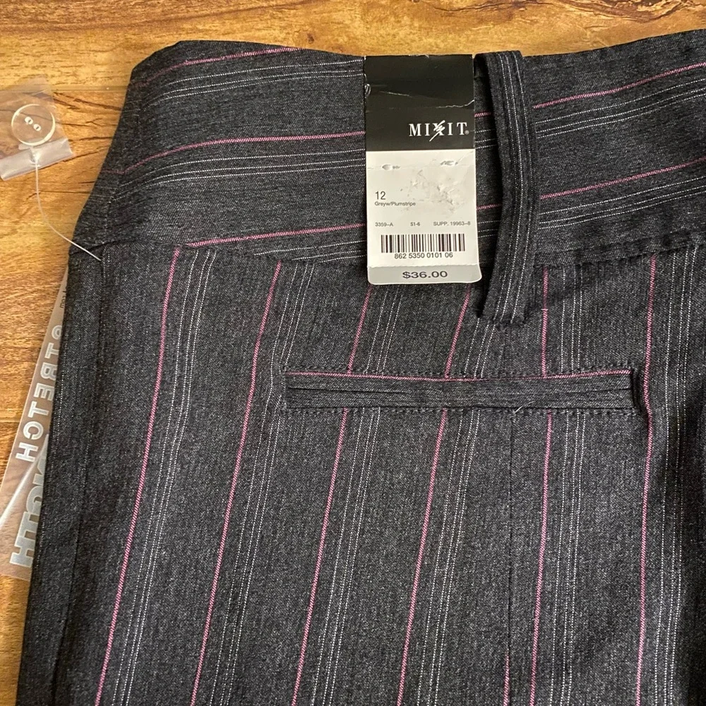 Mix-It Grey & Pink Pinstripe Trousers - Picture 5 of 10
